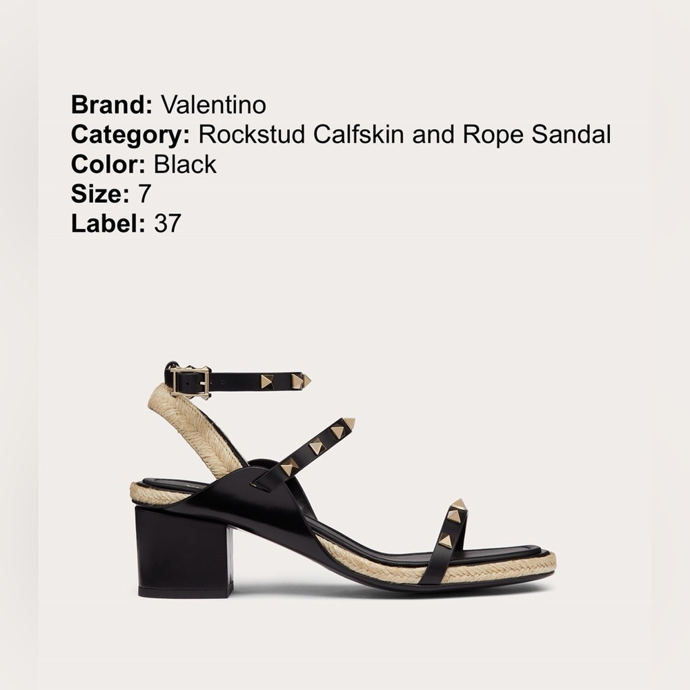 VALENTINO GARAVANI Rockstud Calfskin and Rope Sandal